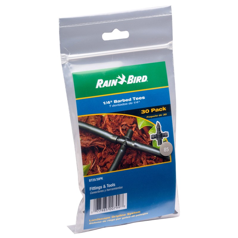 Rain Bird BT25/30PSX Drip Irrigation Universal 1/4" Barbed Tee Fitting,