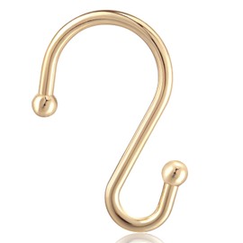 EleCharm Shower Curtain Hooks, Set of 12 Rust Proof S Shaped Decorative Shower Curtain Rings,Multi-Purpose Hangers S Hooks (Gold)
