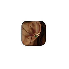 Green Snake Ear Cuff for Women Emerald Crystal Snake Huggie Ear Cuff Fake Earrings Minimalist Non Pierced Ear Clips Cartilage Earring (Gold1)