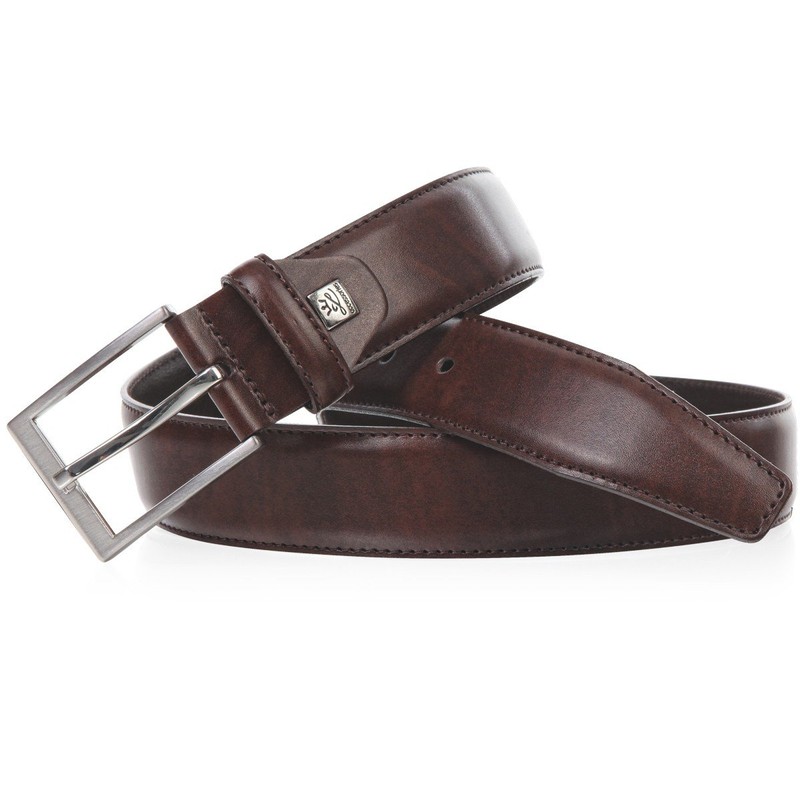 LINDENMANN Men's Leather Belt, Cowhide Belt, XL Cambered, Medium Brown,