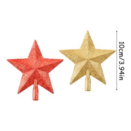 6 Pcs Tree Topper, Mini Glitter Christmas Tree Topper Holiday Treetop Shatterproof Star Gold & Red Decorative for Party Christmas