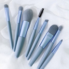 Portable 8-Piece Makeup Brush Set: Soft, Short, Travel-Friendly for Beginners One Size / Mint Green 15ea
