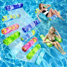 Inflatable Pool Floats Adult，5 Pack Multi-Purpose Pool Float Water Hammock，Pool Float Chair-Swimming Pool Raft，Pool Hammock Floaties for Adults Beach Vacation Essentials