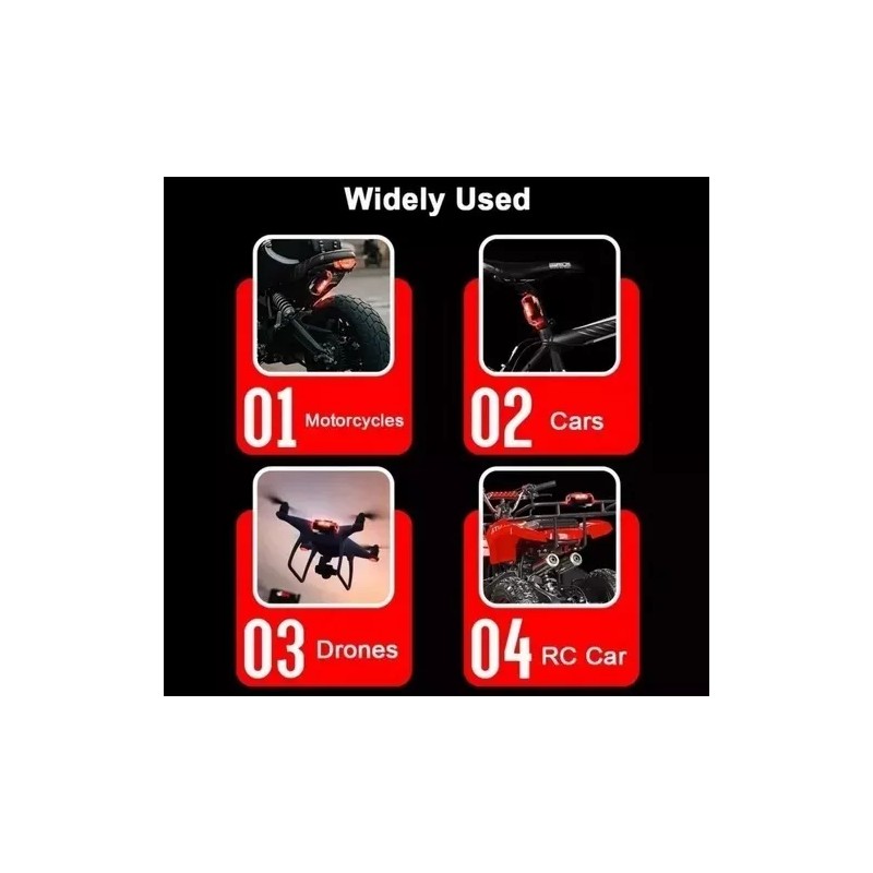 Mini Luz Led Estrobo Funciones Fija Moto Bici Auto 2pcs