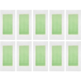 Tiras Depilatorias Verdes de Doble Cara para Depilación Corporal y Facial, 10 Piezas de Papel No Tejido Cera para Piel Sensible