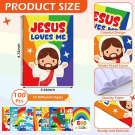 TaoBary 100 Pcs Christian Notepads Mini Bible Verse Notebook Bulk Christian Jesus Religious Notepads Colorful Faith Prayer Inspirational Journals Gift Prizes for Church Vbs Office Sunday School