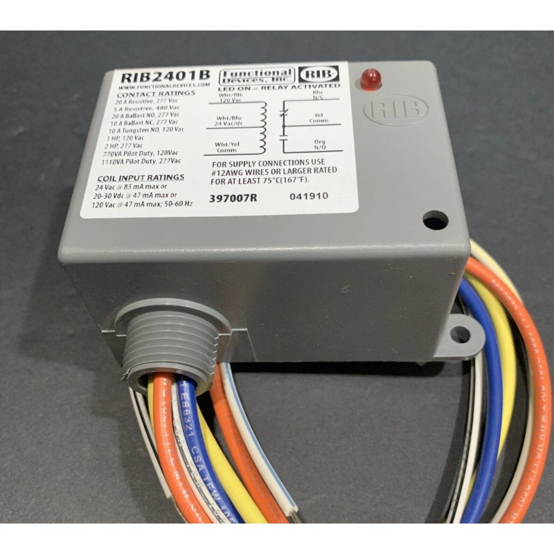 RIB RIBT2401B Enclosed Relay 395024A 24VAC SPDT 20Amp NEW