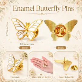 Liliaafar 25 Sets Funeral Favors for Guest Bulk Memorial Butterfly Pins Brooches Celebration of Life Decoration Memorial Gift(White)