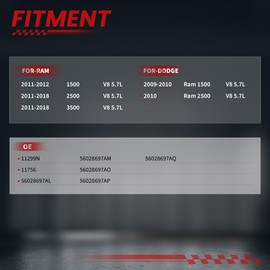 TSSLIIN High Output Alternator for-Dodge Ram 1500 2009-2010, Ram 2500 2010; for-Ram 1500 2011-2012, 2500 3500 2011-2018 V8 5.7L 160 AMP 12 V 6-Groove Pulley 56028697AL 11299N