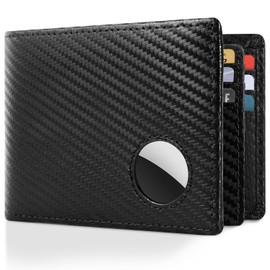 OKEYCOSY Men's Wallet for AirTag, Air Tag Wallet for Mens, RFID Blocking, 12 Cards Holders, 2 ID Windows, 2 Cash Pockets, Bifold Genuine Leather Wallet, Gifts for Men