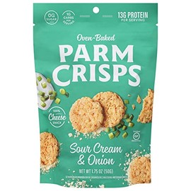 ParmCrisps – Sour Cream & Onion Cheese Parm Crisps, Made Simply with 100% REAL Cheese | Healthy Keto Snacks, Low Carb, High Protein, Gluten Free, Oven Baked, Keto-Friendly | 1.75 Oz (Pack of 12)