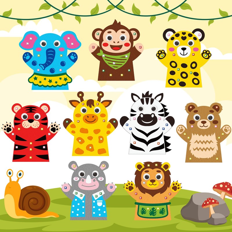 Hand Puppet Making Kit, Felt Glove Puppet Toys for Kids
