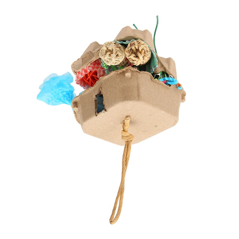 Bird Foraging Box Toys Fun Colorful Shredding Paper Sola Wood