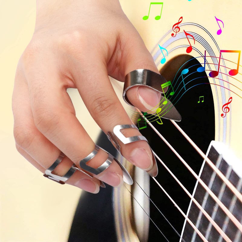 Guitar Slide, 4pcs Augshy Medium Guitar Slides(1 Stainless Steel, 1