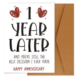 XIHIRCD First Anniversary Card, Paper Happy Anniversary Card 1st Year Later Card with Envelope Happy One Year Card One Year for Girlfriend Boyfriend Wife Husband