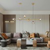WYIXHOOG Mid-Century Modern Chandelier 6-Light Linear Pendant Light with Globe