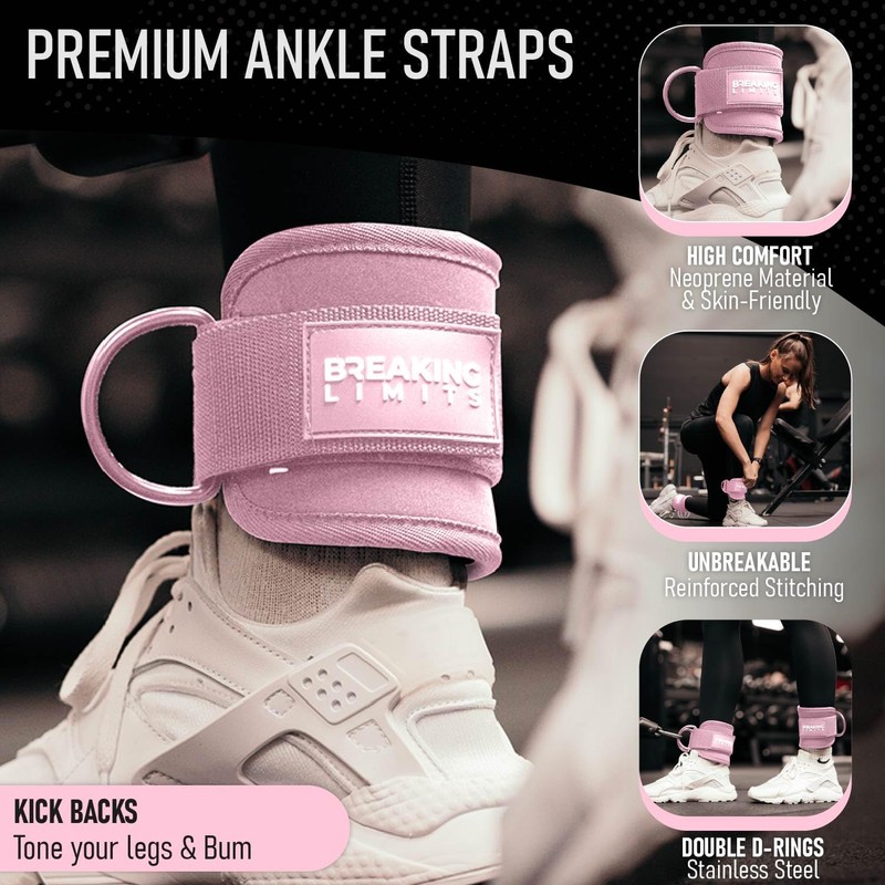Pink Ankle Straps for Cable Machines Women - Cable Kick