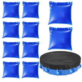 Pool Cover Water Bags Hanging, Wall Bag for above Ground Pool, 10 Pack Heavy Duty PVC Water Weights Tube for Inground/above Ground Swimming Pools Hot Tub, Cold Resistant in Winter,Blue