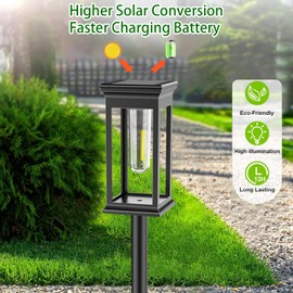 Solar Lights for Outdoor Garden, Pack of 2 Solar Lights for Outdoors, 800 mAh Waterproof Solar Lights for Outdoors, Auto On/Off Solar for the Garden, Yard, Lawn, Walkway, Driveway, Garden Decor