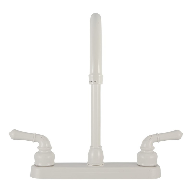 Dura Faucet DF-PK330HC-WT RV J-Spout Kitchen Sink Faucet (White)