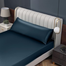Homiest Satin Body Pillow Cover, Deep Sea Blue Body Pillowcase 20 x 54 Inch Pillowcovers with Envelope Closure, Luxury & Ultra Soft Body Size Pillow Cases for Hair and Skin, Cooling Long Pillow Cover