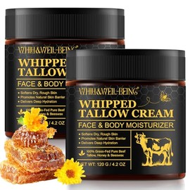 WHLH & WELL-BEING Sarga de ternera para la piel, sebo de res y bálsamo de miel, hidratante para el cuidado de la piel de la cara y el cuerpo (paquete de 2)