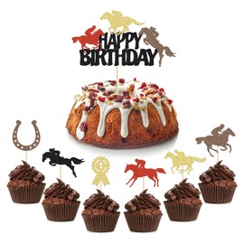 25 piezas de decoración de fiesta de cumpleaños de caballo, decoración para tartas y magdalenas para deportes, temática ecuestre, fiesta de carreras de caballos, suministros de baby shower