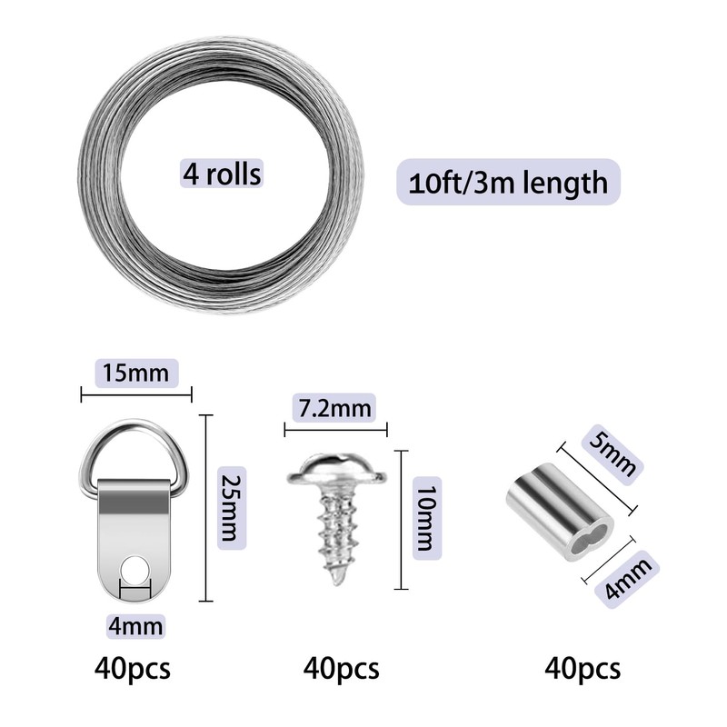 Yitla Picture Hanging Wire and Hooks kit,Picture Frame Hooks Picture