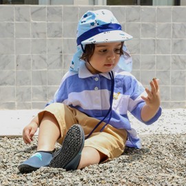 MK MATT KEELY Children's UV Protection Peaked Cap 50+ 1-10 Years Girls Boys Elastic Sun Hat with Neck Protection, Light Blue Alpaca