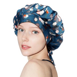 OLESILK 25 Momme Silk Bonnet for Sleeping Bowknot, 100% Mulberry Double-Side Silk Hair Wrap for Sleeping, Silk Sleep Cap for Curly Hair, Silk Hair Bonnet for Women, Lavender