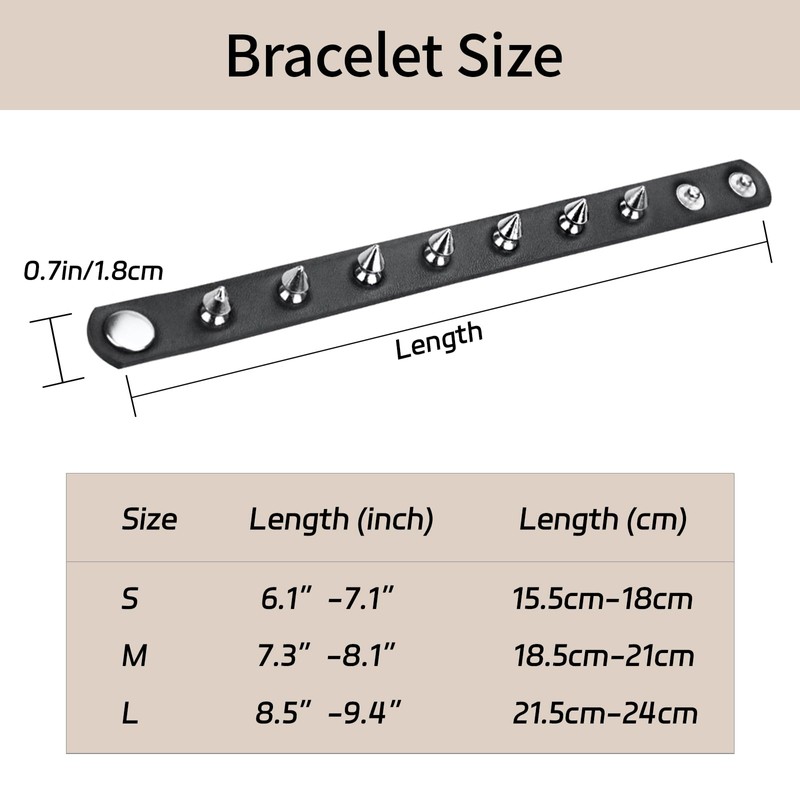 macoking Leather Bracelet Punk Spike Rivet Cuff Bangle Metal Studded