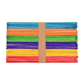 Mandala Crafts Jumbo Popsicle Sticks for Crafts - 4.5 Inch Colored Craft Sticks Bulk Rainbow Popsicle Sticks - 500 PCs Colorful DIY Crafts Wooden Sticks