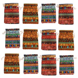 kilofly 12 pc Egyptian Jewelry Bag Aztec Print Drawstring Coin Purse Gift Pouch