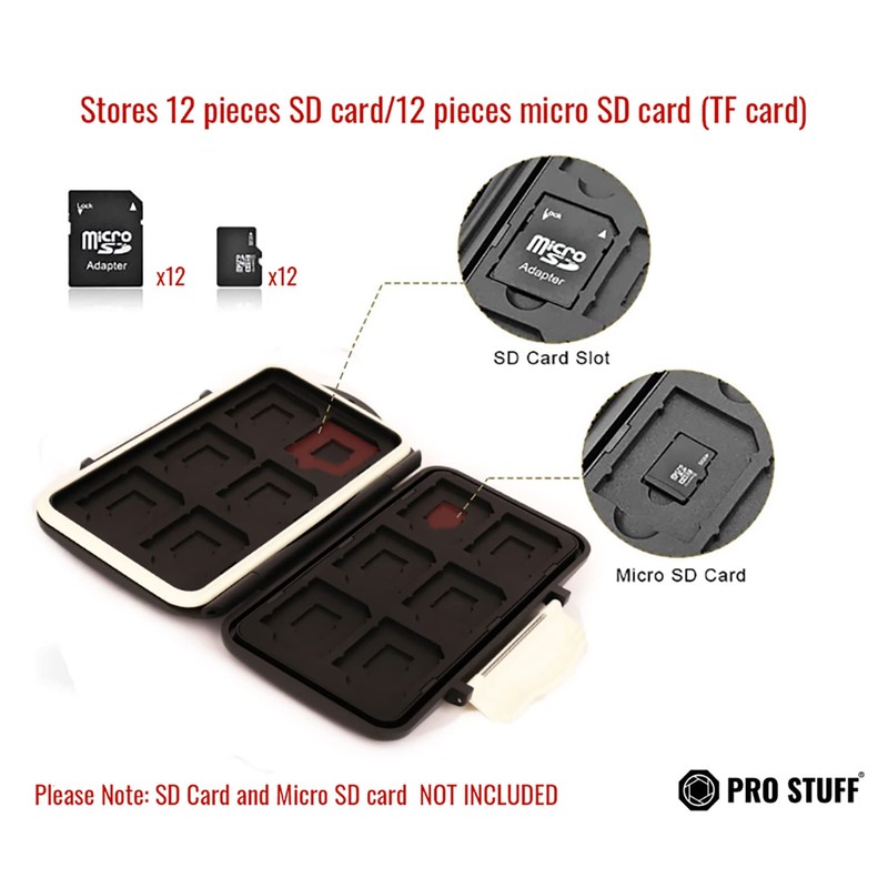 Memory Card Case for 12xSD or 12microSD Cards, Data Protection