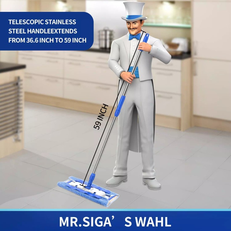 MR.SIGA Professional Microfiber Mop for Hardwood, Laminate, Tile Floor Cleaning,