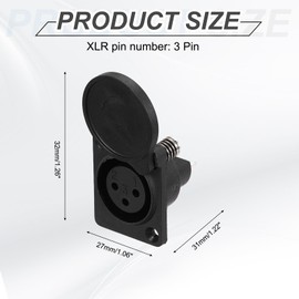 MECCANIXITY 4pcs 3 Pin XLR Female Jack Socket, Microphone Adapter Audio Panel Mount Connector Accessories for Mixer, Power Amplifier, Black