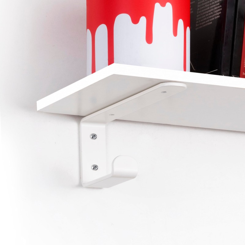 Emuca - Set of Wooden Shelf Brackets with Integrated Hanger,