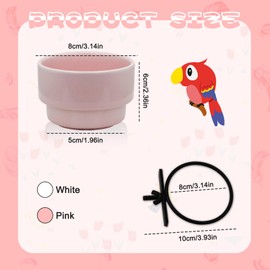 LuckyOpt Bird Cage Feeder, Detachable Hanging Ceramic Bird Bowls for Cage Prevent Tipping and Movement, Small Animal Bowls for Hamsters, Parrots, Squirrels, Rabbit (White, A)