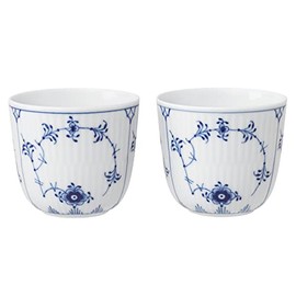 Royal Copenhagen 1062453 Blue Fluted Plain Cup Pair, Height Approx. 2.4 inches (6 cm), Wedding Gift
