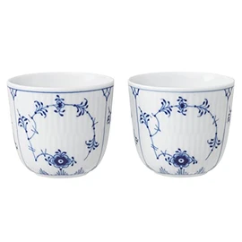 Royal Copenhagen 1062453 Blue Fluted Plain Cup Pair, Height Approx. 2.4 inches (6 cm), Wedding Gift