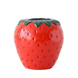 Romehaha Strawberry Vase for Flowers,Vintage Inspired Decorative Ceramic Vase,Cute Strawberry Flower Vase for Kitchen,Living Room,Garden Accent Decor