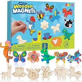 JOYIN - Kit de pintura de arte y manualidades con 12 imanes de madera para niños, decora tu propio regalo de pintura de Pascua, fiestas de cumpleaños y manualidades familiares, recuerdos, Juguete de Navidad