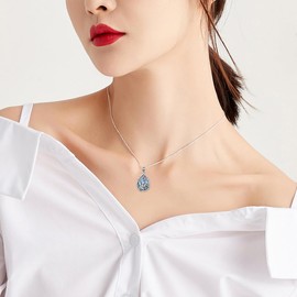 HUKKUN Opossum Necklace Sterling Silver Possum Pendant Necklace Abalone Shell Opossum Jewellery for Women