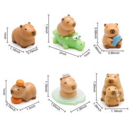 HOMICO Mini Capybara Figurines 8 Pieces Miniature Capybara and Crocodile for Dollhouse Miniatures Mini Resin Animals for Car Dashboard Fairy Garden Capybara Birthday Decorations