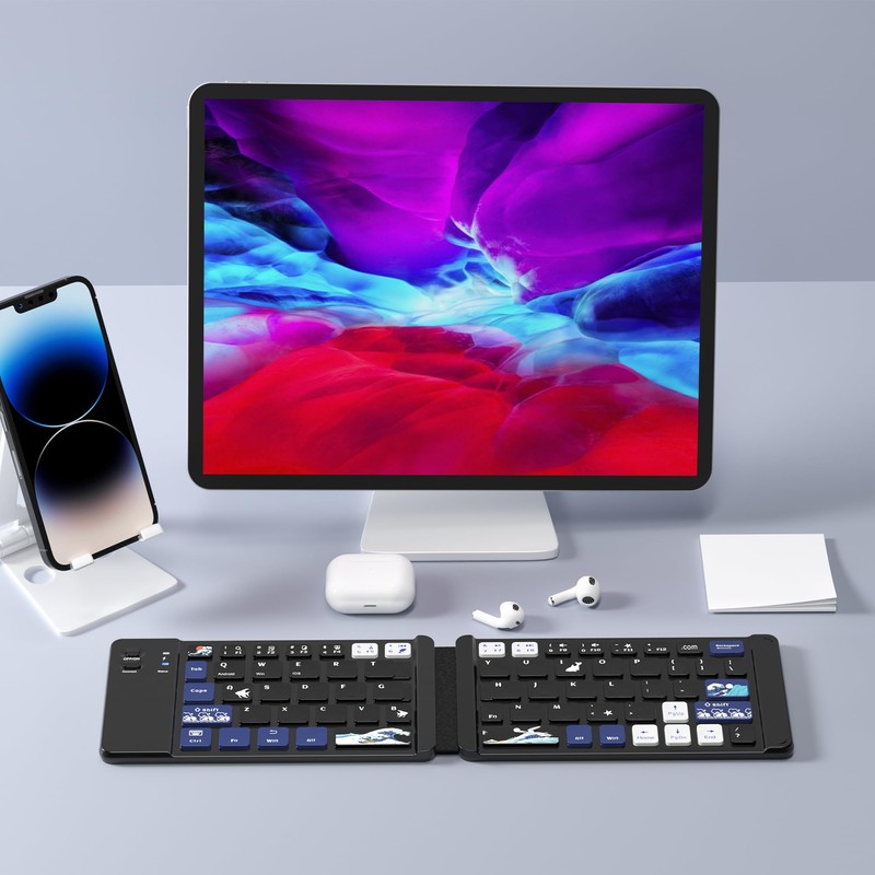 OHY Mini teclado Bluetooth inalámbrico plegable, teclado Bluetooth recargable, teclado