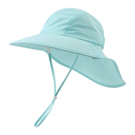 Zsedrut Toddler Summer Hat with Neck Flap Waterproof Kids Swim Hat Baby UV Protection Sun Hats Beach Cap for Boys Girls (Green, (52-56CM) 4Y-8Y)