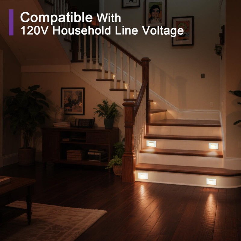 Sofiton 4-Pack Horizontal LED Step Lights, Color Adjustable (2700K-5000K), IP65