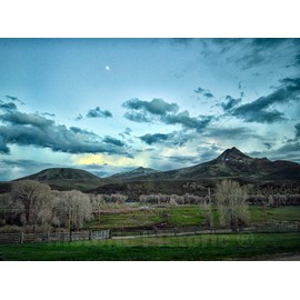 Historic Pictoric Photo - The Distant Squaw Mountain Looms Over This Scene Near The Tiny Town of Savery, Wyoming, Across The Highway from which Lie Colorado and The Mountain 20in x 16in
