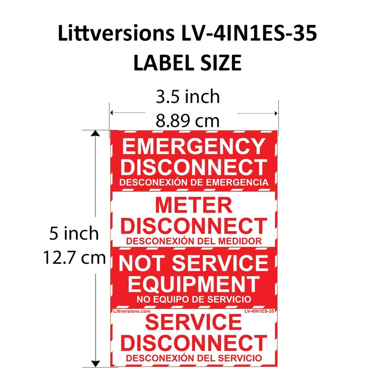 Littversions 16 Pack 3.5"x1.25" NEC Compliant Label Sticker Emergency Meter