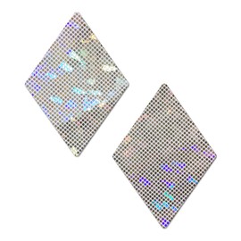 PASTEASE - Nipple Cover Pasties - White Shattered Glass Disco Ball Diamonds - Festival Rave EDM Party or Club Aesthetic Outfit Accessory - Dimensions: 2.8" x 3.8" Diameter: 2 inches